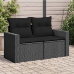 Vrtna sofa crni PE ratan 62 × 131 × 69 cm - Bez jastuka
