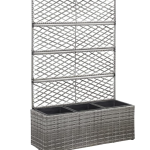 Rešetkasta žardinjera s 3 posude 83x30x130 poli ratan siv