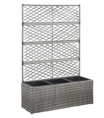 Rešetkasta žardinjera s 3 posude 83x30x130 poli ratan siv