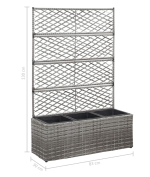Rešetkasta žardinjera s 3 posude 83x30x130 poli ratan siv - Image 3