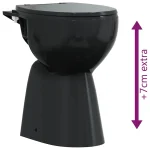 WC školjka bez ruba, 7 cm, ekstra visina, keramička, crna - Image 7