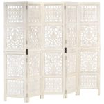 Ručno rezbarena 5-panelna pregrada za sobu 200 x 165 cm