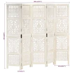 Ručno rezbarena 5-panelna pregrada za sobu 200 x 165 cm - Image 5