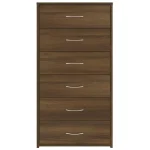 Komoda sa 6 ladica, smeđi hrast, 50x34x96 cm - Image 4
