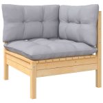 Vrtna kutna sofa sa sivim jastucima, 63,5 x 63,5 x 62,5cm