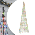 LED božićno drvce na jarbolu 1534 LED diode šarene 500 cm