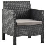 Vrtna stolica s jastukom antracit boje 61,5x61,6x74,3 cm