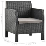 Vrtna stolica s jastukom antracit boje 61,5x61,6x74,3 cm - Image 6