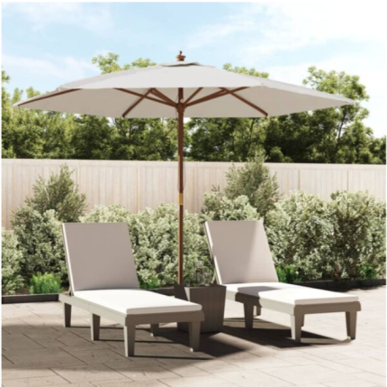 Vrtni suncobran s drvenim stupom za pijesak 299 x 240 cm