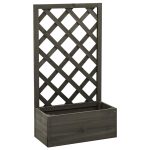 Vrtna sadilica s rešetkom siva 50 x 25 x 90 cm