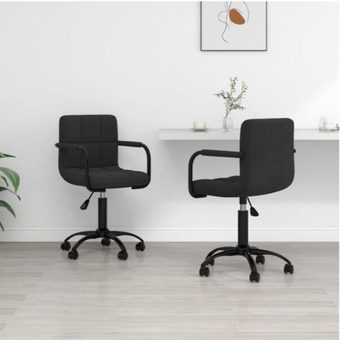 3463_1.png Okretne blagovaonske stolice Set od 2 crne - Image 1