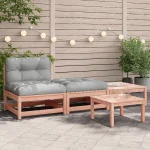 Vrtna sofa s jastucima i tabureima 210 x 70 x 67 cm