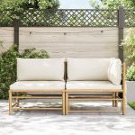 Vrtni set za sjedenje, krem, bambus 70,1 × 70,1 × 59,9 cm