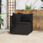 Kutna vrtna sofa s jastucima, crna, 63 x 63 x 57,5 cm
