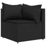 Kutna vrtna sofa s jastucima, crna, 63 x 63 x 57,5 cm - Image 2