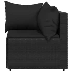 Kutna vrtna sofa s jastucima, crna, 63 x 63 x 57,5 cm - Image 3