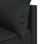 Kutna vrtna sofa s jastucima, crna, 63 x 63 x 57,5 cm - Image 5