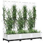 Vrtna saksija s rešetkom bijela 120x40x121,5 cm - Image 2