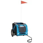 Prikolica za bicikl za ljubimce plavo-siva 124x53x53 cm - Image 2