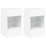 Set od 2  zidni ormarići s LED za TV Bijeli 40x30x60,5 cm - Image 3