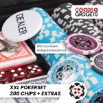 Profesionalni set za poker s kutijom od 300 čipova, crni - Image 7