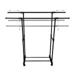 Vješalica za kapute s 2 šipke, 158 x 145 x 43 cm - Image 4