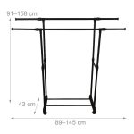 Vješalica za kapute s 2 šipke, 158 x 145 x 43 cm - Image 6