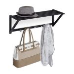 Zidna vješalica za kapute s policom, crna, 23x65x25 cm