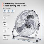 Industrijski podni ventilator 75W, 48 × 47.5 × 15.7 cm - Image 7