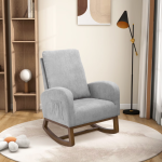 Fotelja za ljuljanje, tapacirana, siva, 74 x 68 x 43 cm