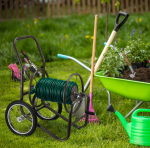 Smeđa kolica za crijevo s košarom - Image 2