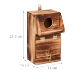 Kućica za ptice za vješanje, drvo, prirodno - Image 2