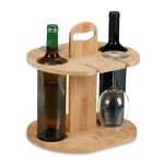 Bambusov vinski stalak za 2 boce, 30.5 x 30 x 25 cm
