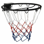 Košarkaški obruč, sa mrežicom, Crni, 45 cm, Čelik