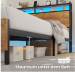 LED Metalni okvir kreveta 120x200 cm sa 2 USB + 2 AC utič - Image 3