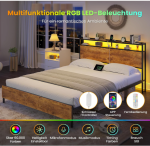 LED Metalni okvir kreveta 120x200 cm sa 2 USB + 2 AC utič - Image 6