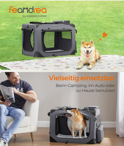 Sklopiva transportna kutija za pse, 70 x 52 x 52 cm, siva