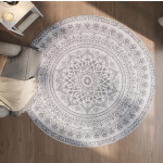 Okrugli tepih, 120 cm, periv, neklizajući, golublje siva