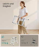 Aluminijske ljestve, nosivosti do 150 kg, s 3 nivoa - Image 3