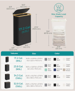 Uska korpa za veš s poklopcem, crna - Image 2