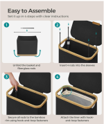 Uska korpa za veš s poklopcem, crna - Image 5