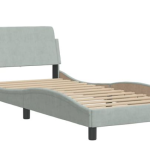 Okvir kreveta s uzglavljem svijetlosivi 90x190 cm baršun