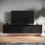 Niski LED TV ormarić, crni visoki sjaj,  160X35X30 cm