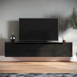 Niski LED TV ormarić, crni visoki sjaj,  160X35X30 cm