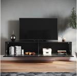 Niski LED TV ormarić, crni visoki sjaj,  160X35X30 cm - Image 2