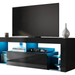 LED TV komoda, visoki sjaj, crna, 140x35x50,5 cm