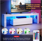 LED TV komoda, bijela, visoki sjaj, 160 x 35 x 45 cm - Image 3