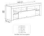 LED TV komoda, visoki sjaj, crna, 140x35x50,5 cm - Image 2