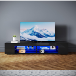 LED TV komoda, visoki sjaj, crna, 160x39x30 cm