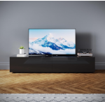 TV komoda, visoki sjaj, crna, 160 x 40 x 30 cm - Image 3